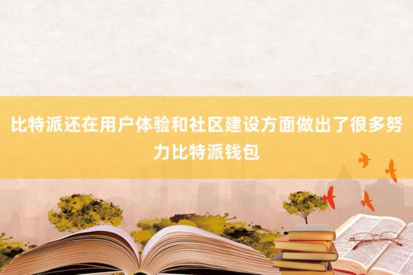 比特派还在用户体验和社区建设方面做出了很多努力比特派钱包