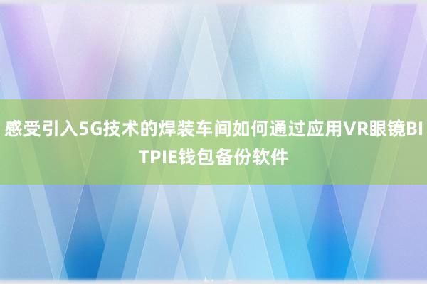 感受引入5G技术的焊装车间如何通过应用VR眼镜BITPIE钱包备份软件