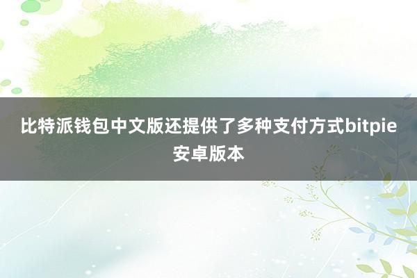 比特派钱包中文版还提供了多种支付方式bitpie安卓版本