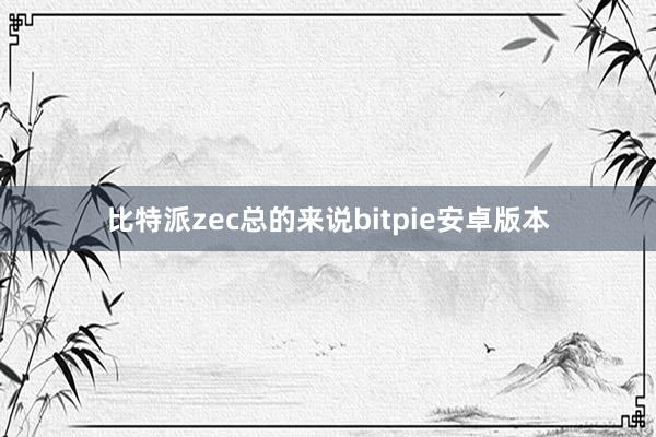 比特派zec总的来说bitpie安卓版本