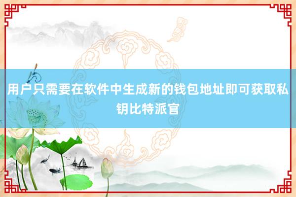 用户只需要在软件中生成新的钱包地址即可获取私钥比特派官