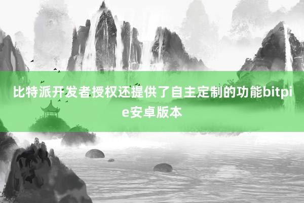 比特派开发者授权还提供了自主定制的功能bitpie安卓版本