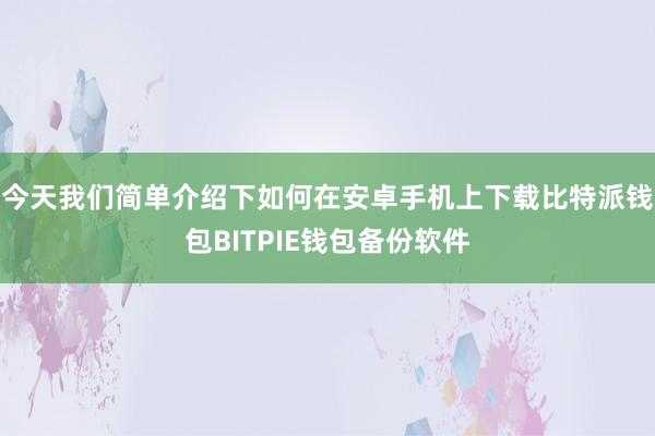 今天我们简单介绍下如何在安卓手机上下载比特派钱包BITPIE钱包备份软件