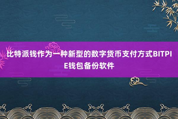 比特派钱作为一种新型的数字货币支付方式BITPIE钱包备份软件