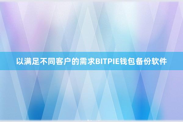 以满足不同客户的需求BITPIE钱包备份软件